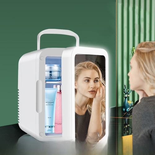 Car Beauty Makeup Refrigerator Facial Mask Skincare Cosmetics with Makeup Mirror Mini Refrigerator Universal 4L Refrigerated Box