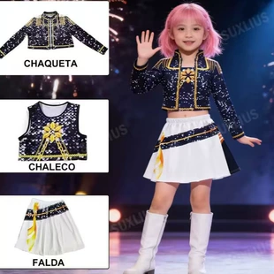 Костюм для сцены K-POP чёрно-золотой детский