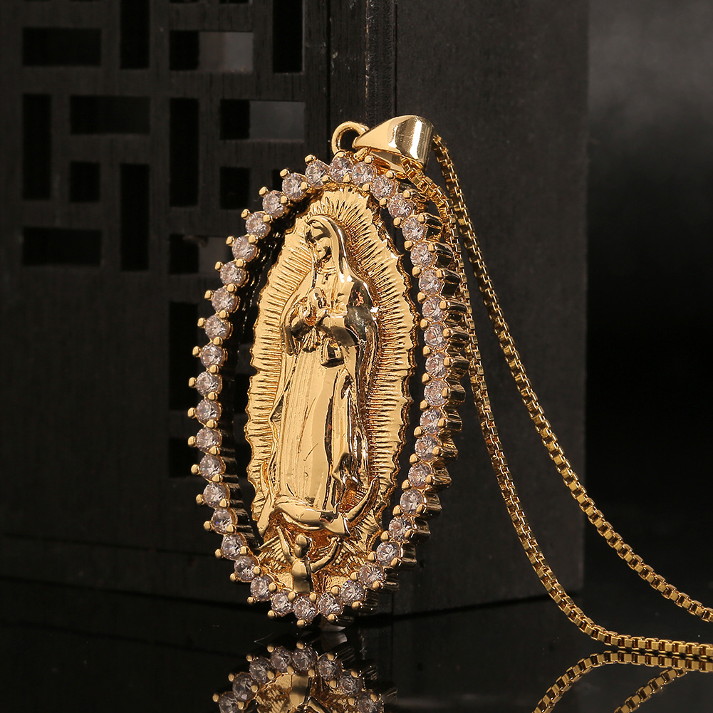 Nouveau Collier Pendentif Madonna Of Death En Zircon Incrusté En Gros Nihaojewelry display picture 3