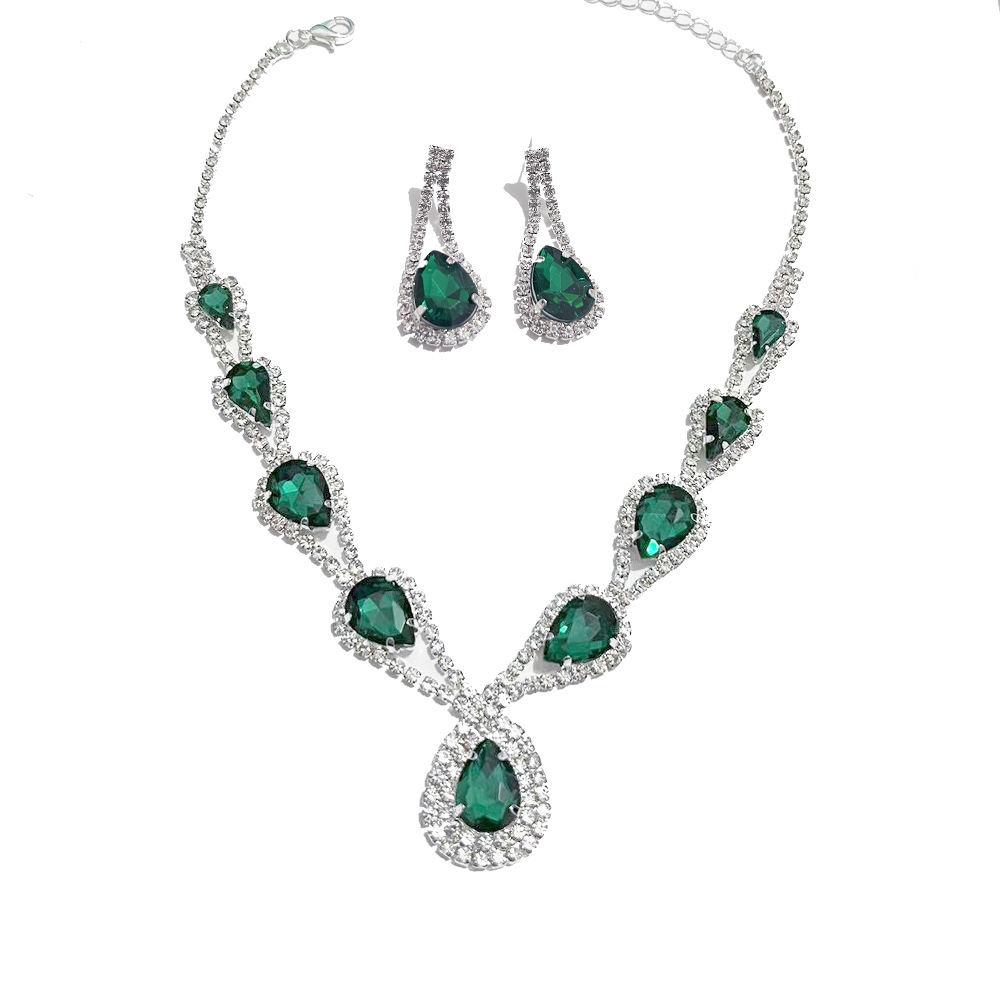 Clásico gota de agua joya collar pendientes traje simple joyería nupcial boda vestido de noche accesorios joyería de la boda para las mujeres