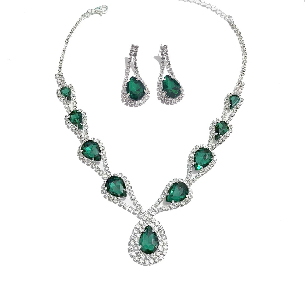 Класс pendant, ожерелье и серьги, комплект, аксессуар для невесты, свадебное платье, вечернее платье, с камнем, простой и элегантный дизайн