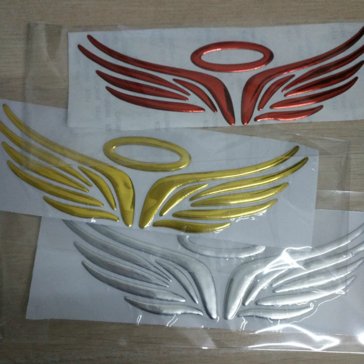 3D-пВХ наклейка на автомобиль Angel Wings с ореолом, отражающий водонепроницаемый эмблема, 16×5 см