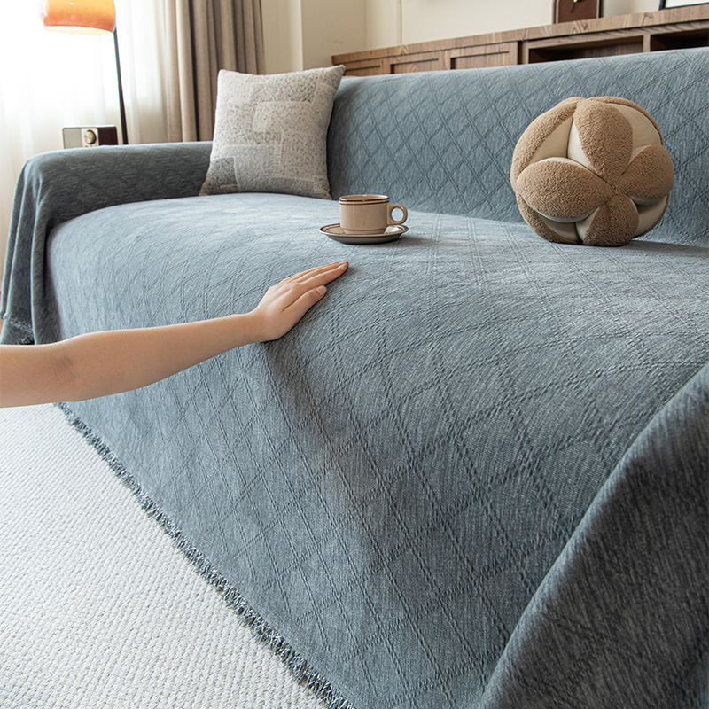 Modern Simple Sofa Towel Foreign Trade Cross-Border Amazon Plain Sofa Cushion Pure Color Chenille Sofa Cover Cloth Cover
