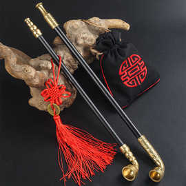 传统手工烟杆旱烟袋男士老式黑长杆烟杆铜锅子烟枪便携烟丝斗烟具