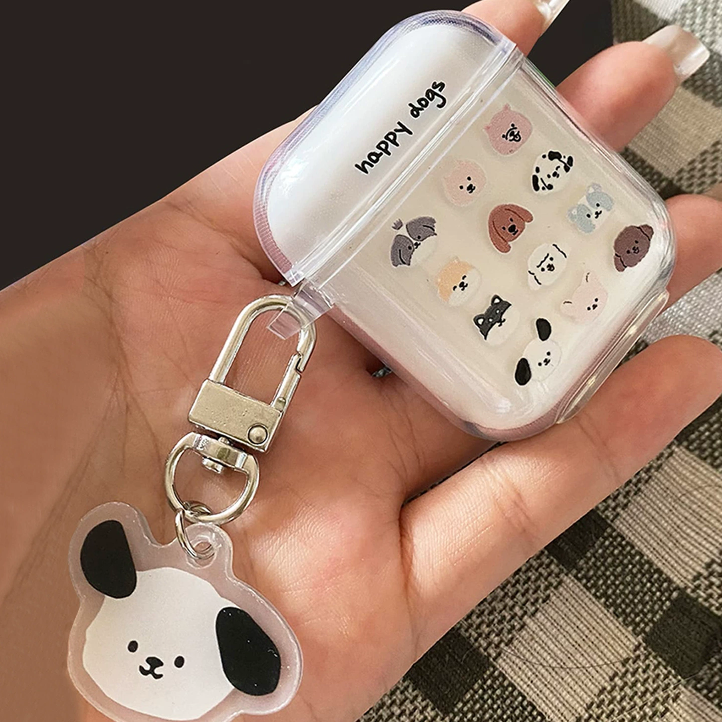 Защитный чехол (Apple AirPods) прозрачный TPU с милой подвеской, совместим с AirPods 1/2/3/4 и серией Pro