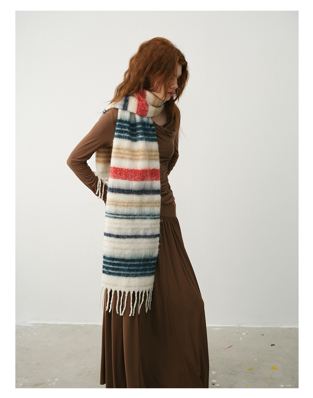 Neuer Designerschal aus Wollmischung mit Saturn-Streifen für Damen mit weichem Latz für winterliche Atmosphäre_voghion.com