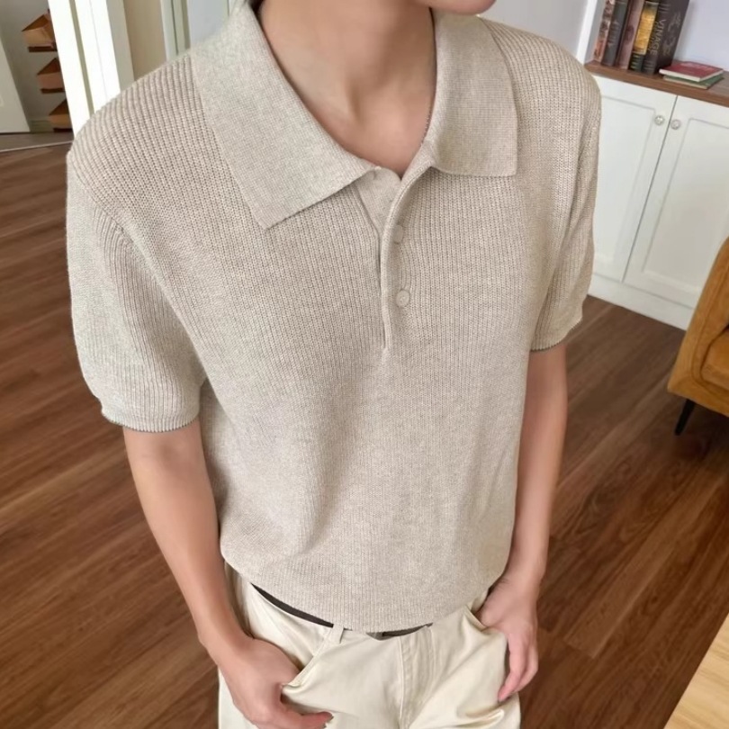Luxuriöses Herren-Sommer-Strickoberteil aus Baumwolle und Leinen mit Blumenmuster, lockerer Passform, atmungsaktiv, kurzärmelig, für Damen und Herren_voghion.com