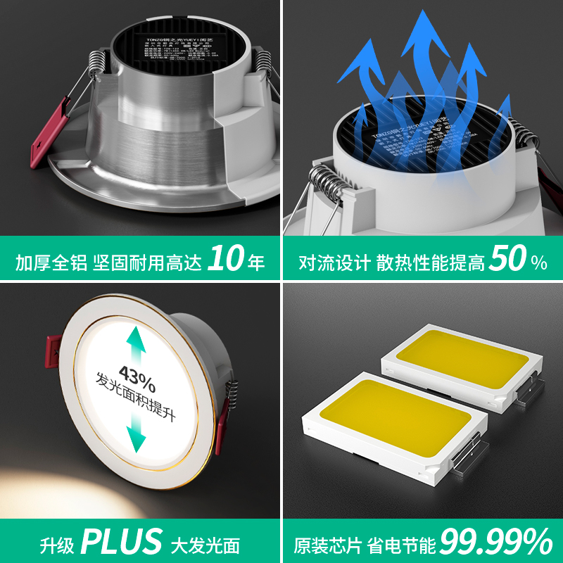 가정용 다운 라이트 LED 천장 스포트라이트 5W 임베디드 오프닝 7.5CM 거실 천장 황소의 눈 구멍 램프 간단한 램프