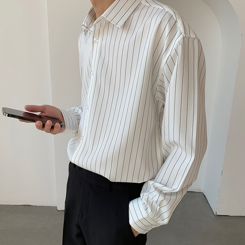 High-End Black and White Stripesd Casual Shirt Men's Long-Sleeved Handsome Inner Wear No-Iron Black Men's Shirt Spring & Fall High-End Black and White Stripesd Casual Shirt Men's Long-Sleeved Handsome Inner Wear No-Iron Black Men's Shirt Spring & Fall