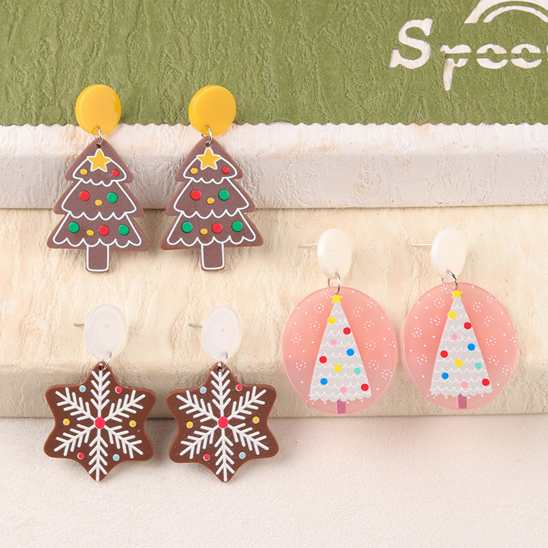 クリスマスクリスマス雪クリスマスツリーアクリルピアスイヤリングシンプルなファッションイヤリング女性|undefined