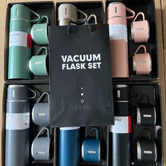 500ml保温カップセット、3種類の蓋付き、卸売、真空断熱、大容量、持ち手付き、携帯用、越境販売