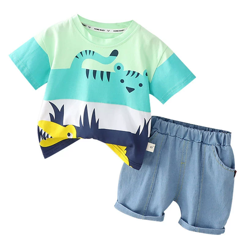Children's sleeves, set, summer summer clothing for boys, short sleeve T-shirt, shorts, children's clothing, Korean style, wholesale