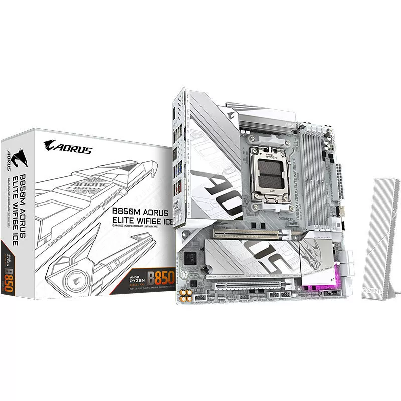 Материнская плата Gigabyte B850M AORUS ELITE WIFI6E ICE ICE-арт резьба, DDR5, пригодна для морской комнаты, AM5