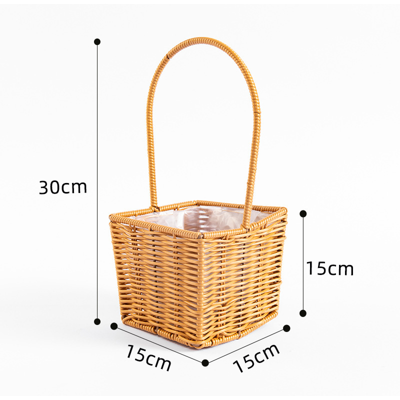 Cestas de flores de huevos de vid de plástico tejidos, flores de luna, flores de mano tejidas, ramo de flores para regalar a una amiga, cesta de flores de mano