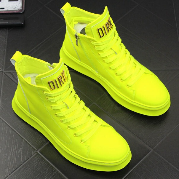Men's Shoes, Trendy Shoes for All Seasons, Patent Leather, Bright Leather Sneakers, Boys' High-Top Casual Shoes, 2026 New Model, Fluorescent Green, Gold, Silver, White Men's Shoes, Trendy Shoes for All Seasons, Patent Leather, Bright Leather Sneakers, Boys' High-Top Casual Shoes, 2026 New Model, Fluorescent Green, Gold, Silver, White