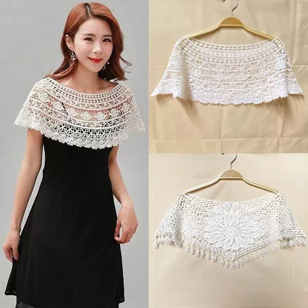 New Korean style versatile small shawl women's summer knitted hollow thin outer lace small waistcoat blouse