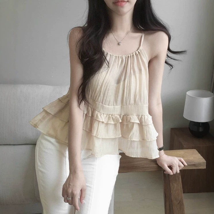 Cross-Border Korean Chic2026 New Summer Women's Clothing Thin Sweet and Elegant Multi-Layered Lace Hem Camisole