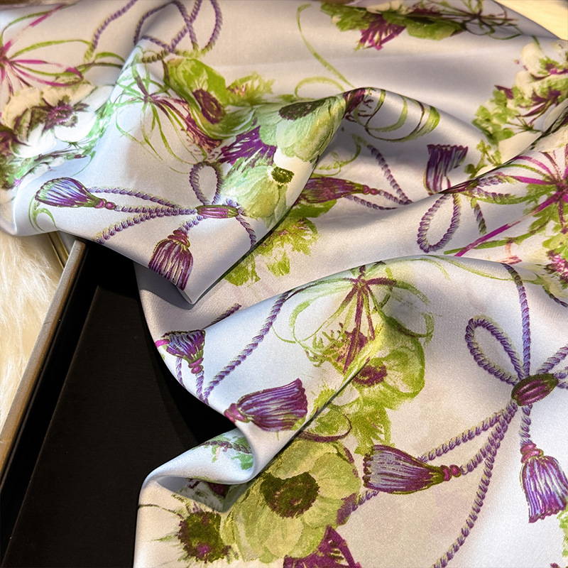 Women's French Style Light Luxury Floral Print Small Square Scarf Imitation Silk Headscarf Elegant Neck Warmer For Spring And Summer_voghion.com