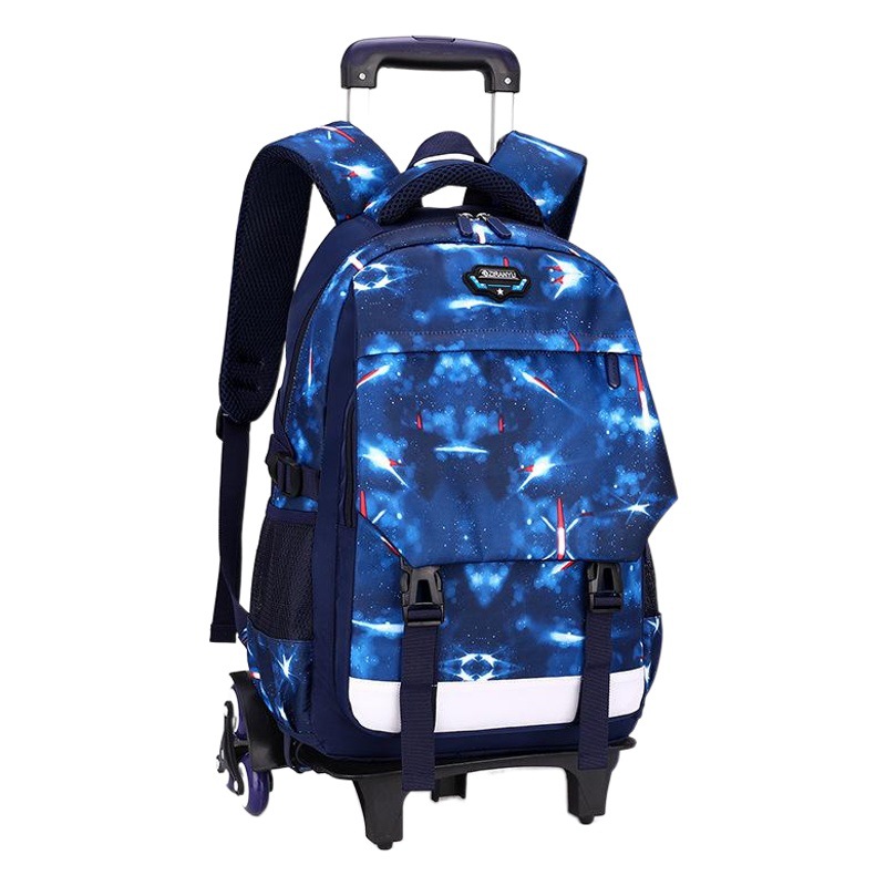 Pescado natural estudiante de secundaria cielo estrellado trolley mochila niño subiendo escaleras 4-6 grado Escuela Primaria estudiante reducción de carga mochila ligera