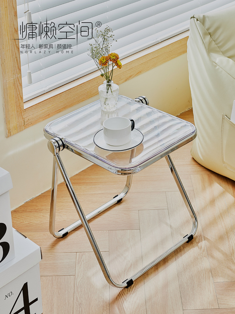 High-looking Internet Celebrity Coffee Table Nordic Light Luxury Foldable Transparent Plastic PETSide Table Designer Corner Table