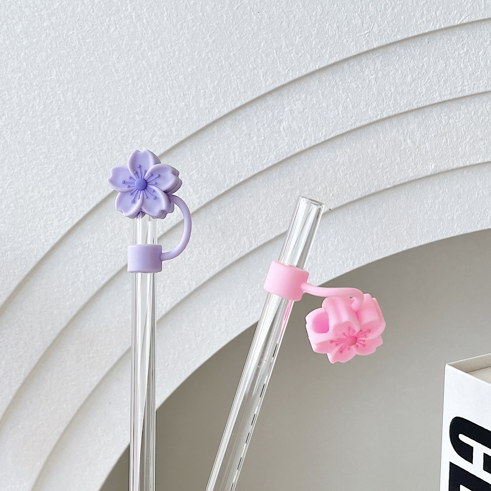 15g Weight Straw Decorative Cap Kitchen and drinking utensils Flower Pattern Cute, Pastoral Style Cute Pastoral Flower PVC Straw Decorative Cap 1 Piece 1