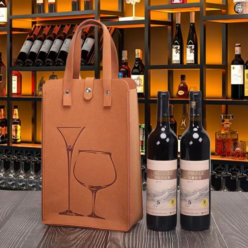 跨境热销毛毡红酒袋单双支葡萄酒礼品收纳袋手提酒水饮料礼品袋|undefined