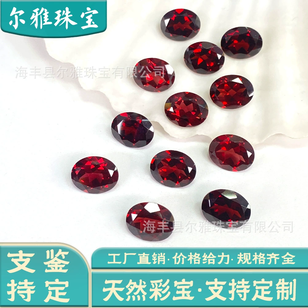 Натуральный гранат Голое каменное кольцо с овальным граненым яйцом ручной работы