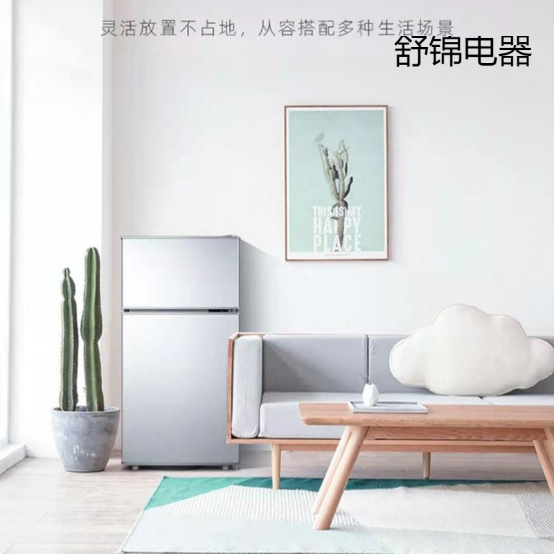 Refrigerator Small Energy-Saving Household Refrigerator Dormitory Mini Freezer Double Door Double Temperature Small Freezer Rental House Refrigeration and Freezing