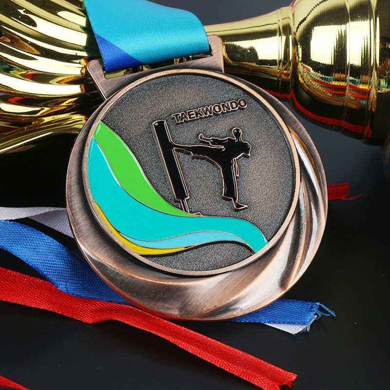 Medalla de metal listado taekwondo oro y plata premio de Bronce juegos competencia honor haciendo medalla de aleación de zinc