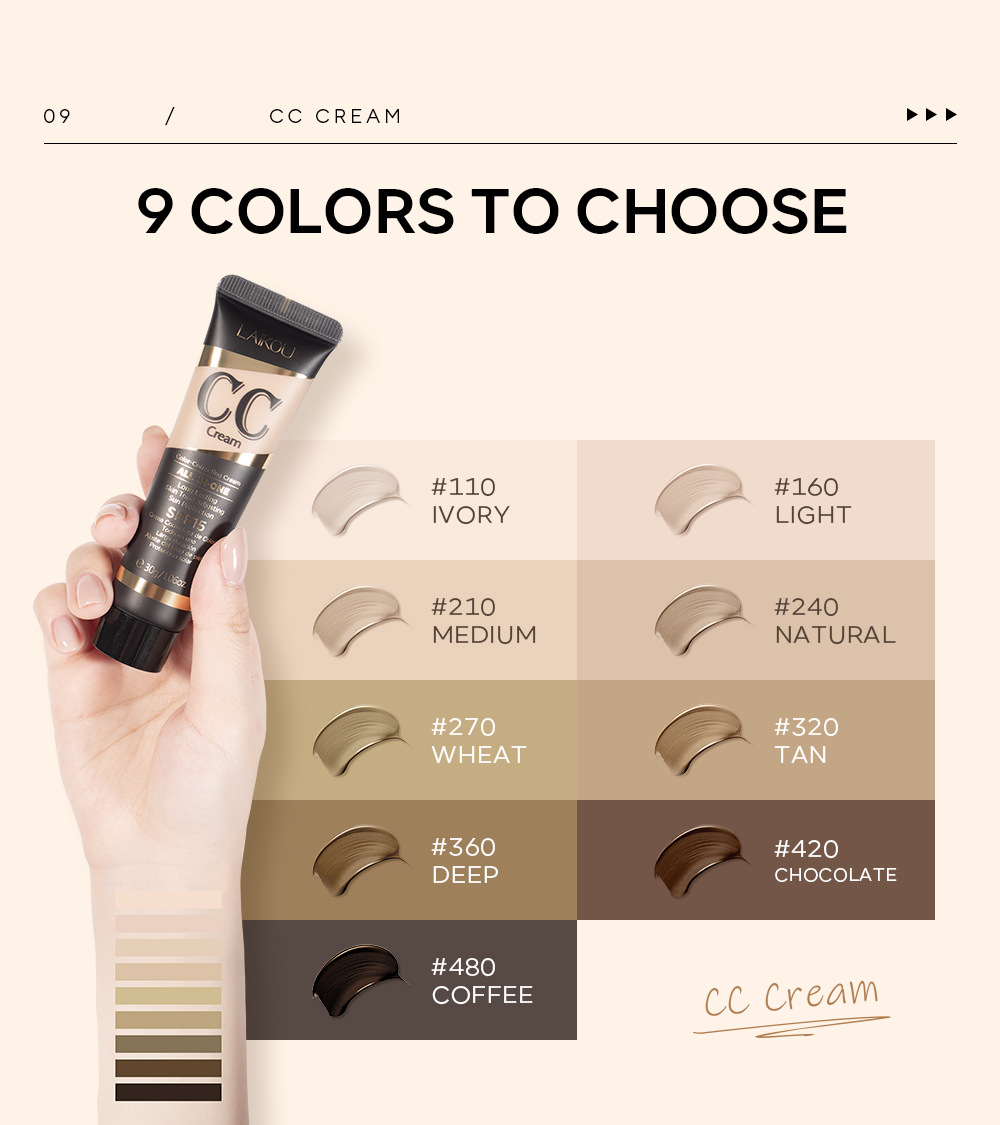 Cross-border temu version Laicome cc Cream 30g (tube) covers blemishes, contouring without smudging, moisturizing makeup manufacturer undefined