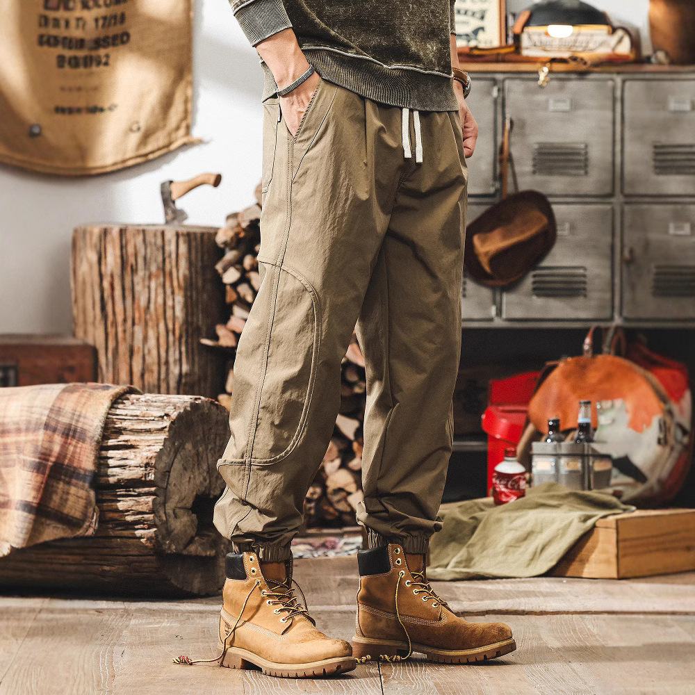 American Retro Thin Ice Silk Pants for Men, Summer Breathable Quick-Dry Loose Men's Casual Pants, Trendy Brand Jogger Pants for Men
