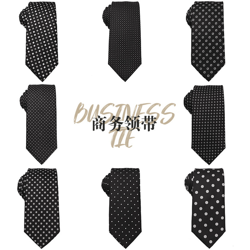 Black Dot Tie Men's Business Dress Shirt Suit Accessories Tie Yarn-dyed Jacquard Hand Tie