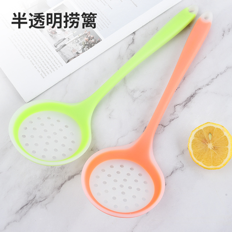 Spot utensilios de cocina translúcidos domésticos cucharas de silicona cucharas de filtro de aceite cucharas de silicona cucharas de residuos de filtro