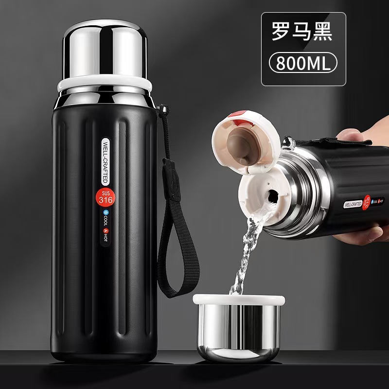 新款316不锈钢保温杯高颜值罗马柱提手杯复古大容量户外弹跳水杯|undefined