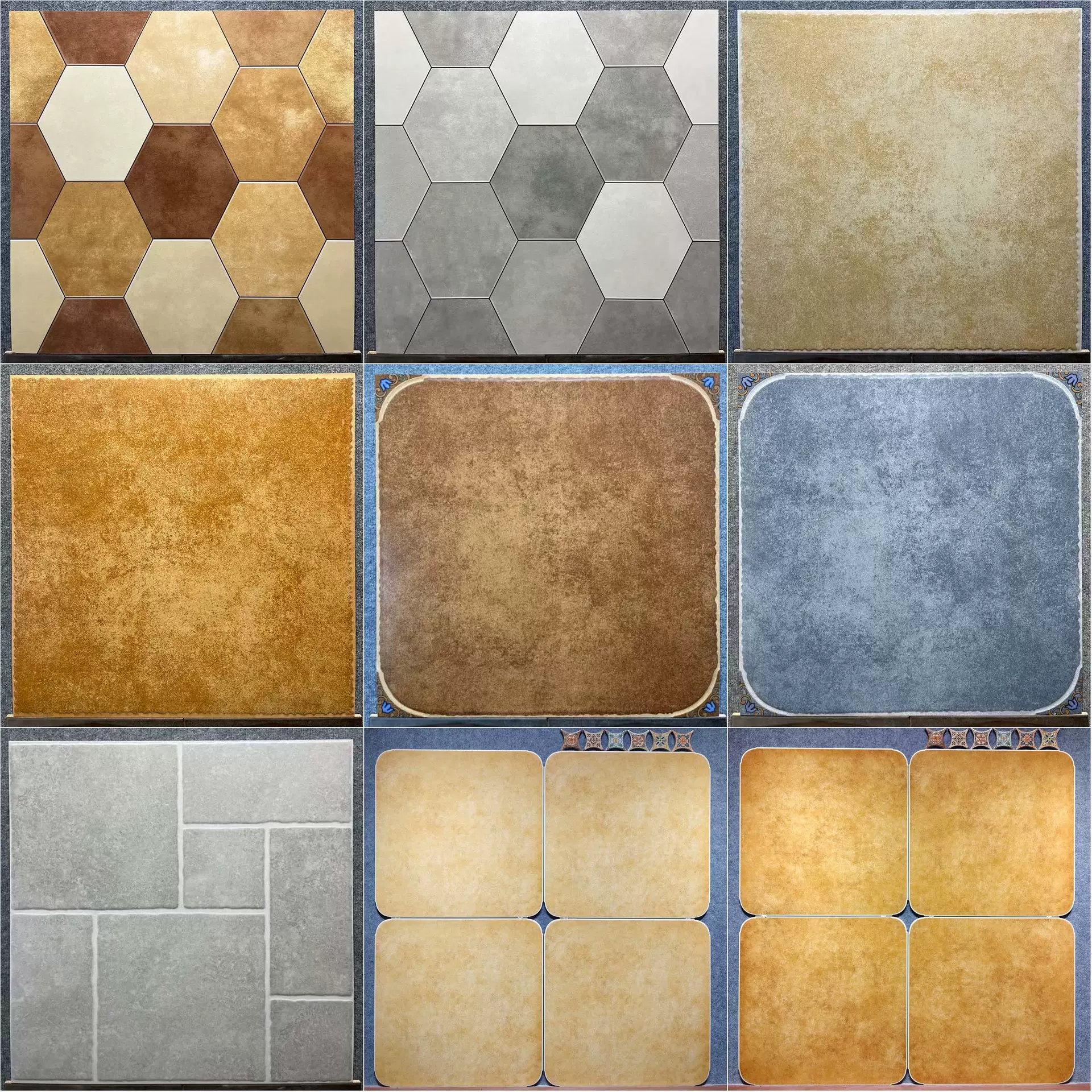 美式自带角花仿古砖600x600客厅地砖直角圆角复古砖庭院地板砖