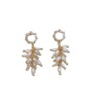 Organic silver needle from pearl, retro earrings with tassels, zirconium, silver 925 sample, 14 carat white gold