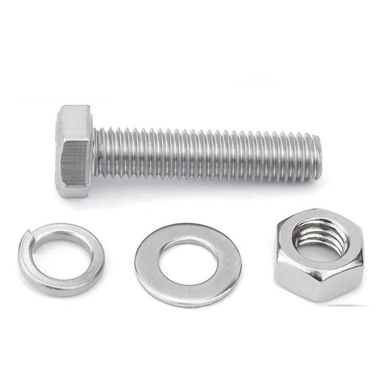 316L acero inoxidable perno hexagonal macho conjunto de tuerca de tornillo conjunto de cojín elástico plano completo M6M8M10M12-M20 image 5