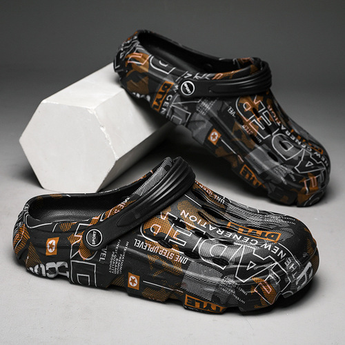 Men's Hiking Shoes Summer Thick Sole Outdoor Sliding Shoes for Driving and Beach Two-Way Shoes with Heel Cover