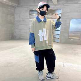 男童秋装套装2024新款中大儿童男孩春秋款帅气时髦秋季酷帅卫衣潮