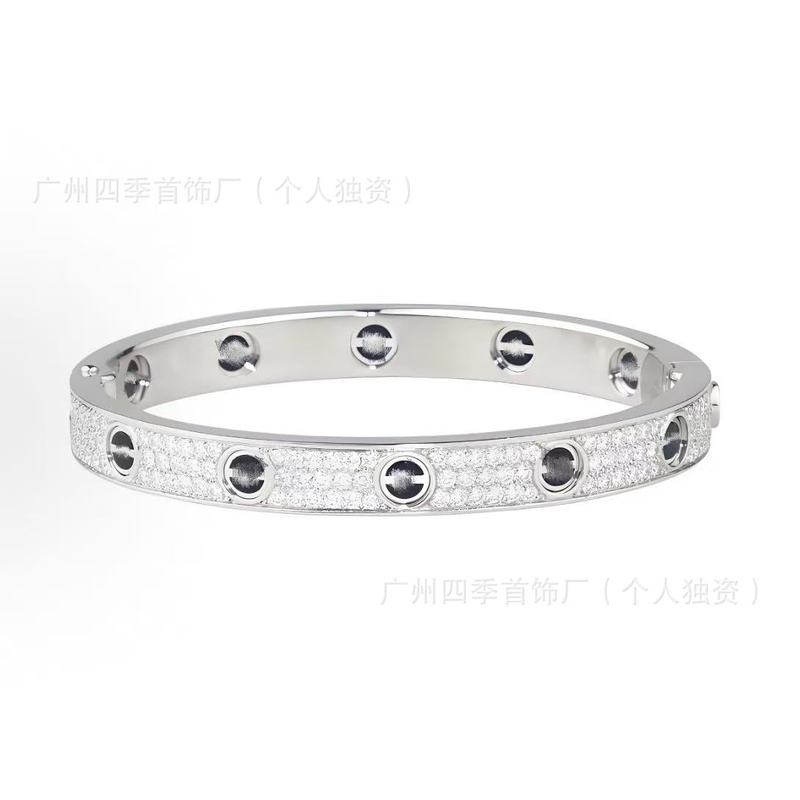 高版卡家经典LOVE满天星手镯CNC男女手环玫瑰金厚镀18K金满钻V金|undefined