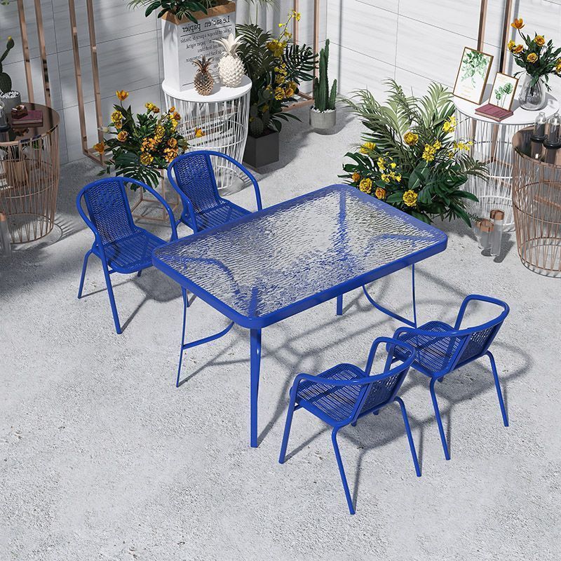 Outdoor Tables and Chairs for Open-Air Courtyards and Gardens, Waterproof and Sun-Resistant Tables and Chairs for Shops and Guesthouses, Colorful Long Tables for Outdoor Decoration Areas
