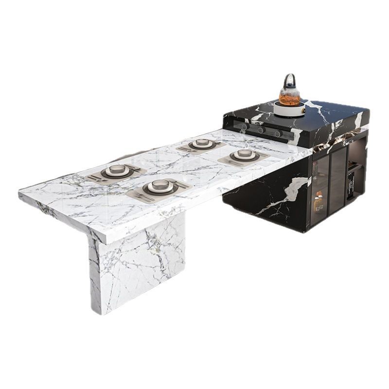 Mesa de comedor de la isla de plancha de roca integrada gabinete de guía de cocina abierta pequeña mesa de bar de la isla de la mesa antibacteriana