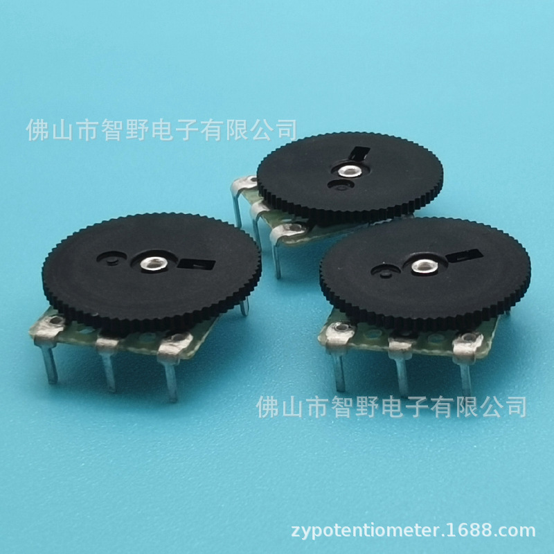 供应R1001拨盘电位器B10K弯脚齿轮10MM收音机旋转可调电阻14*1