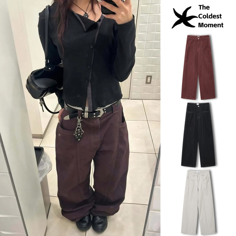 Korean Niche Fashion Brand the Coldest Moment Jeans Tcm Pocket Starfish Straight Wide-Leg Pants Korean Niche Fashion Brand the Coldest Moment Jeans Tcm Pocket Starfish Straight Wide-Leg Pants