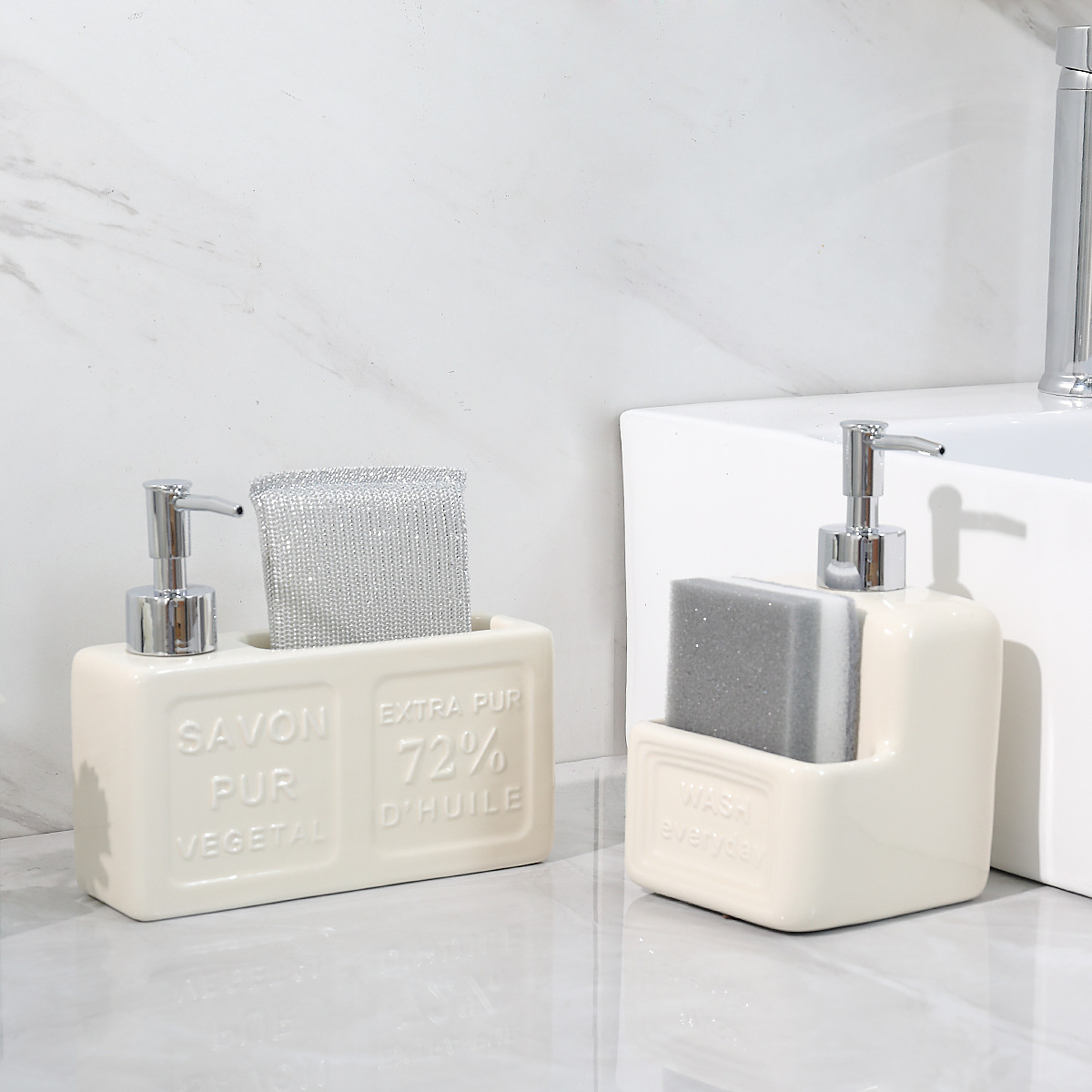 Dispensador de jabón de manos para lavabo de cerámica, dispensador de champú, dispensador de gel de ducha, dispensador de jabón para platos, dispensador de desinfectante de manos