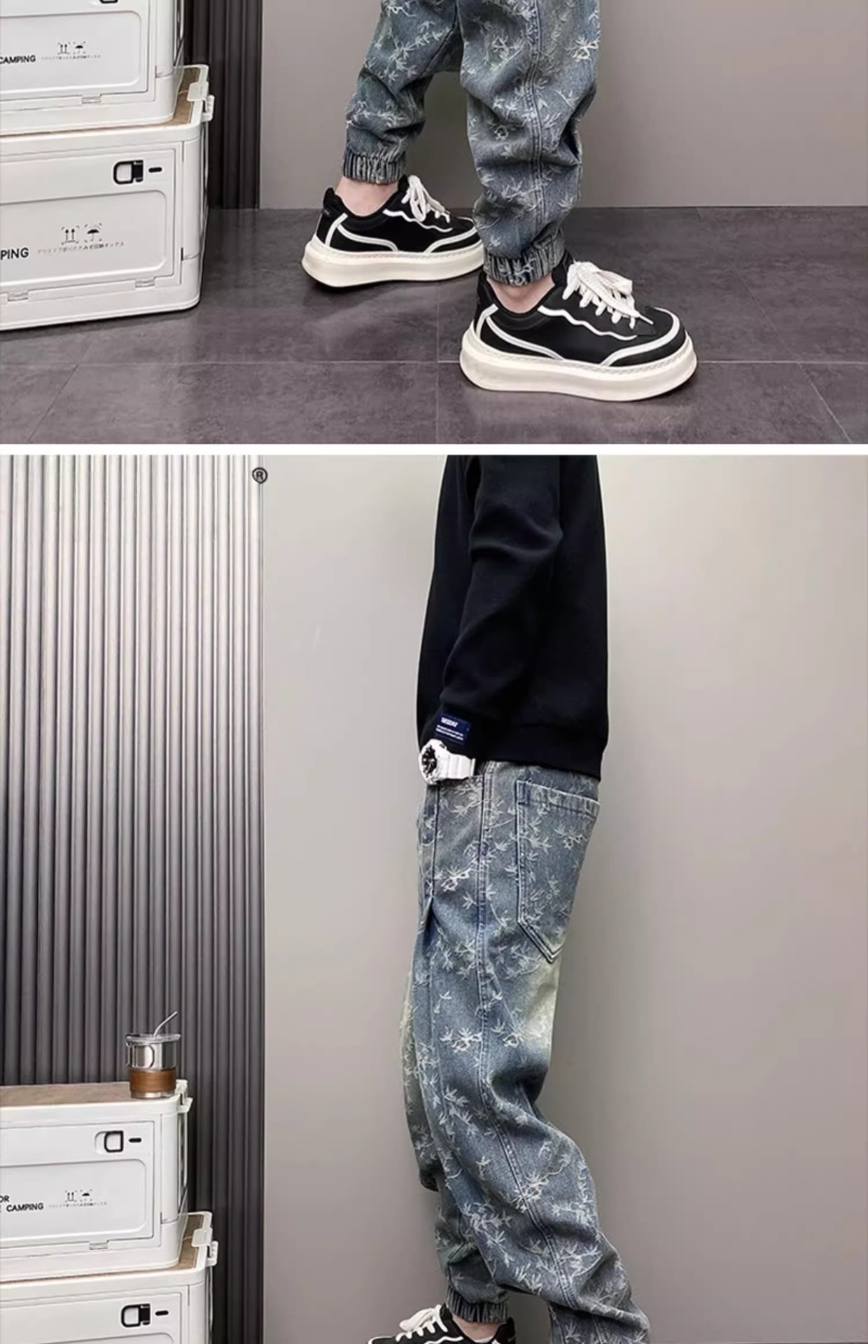 Herren Retro Jeans Mit Schlag Washed High Street Style Herbst_voghion.com