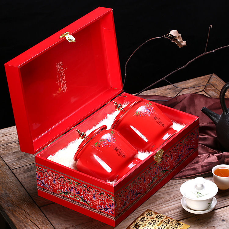 高档茶叶包装盒陶瓷茶叶罐礼品盒古树红茶绿茶大红袍滇红茶空礼盒