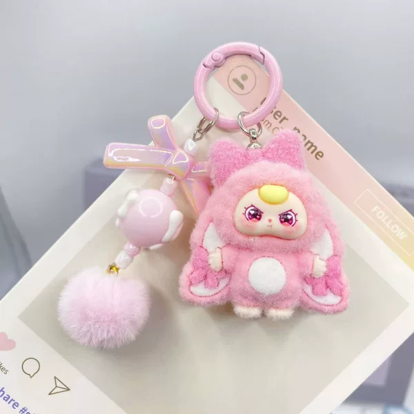 Flocked big-eared cartoon doll keychain student backpack pendant bag decoration