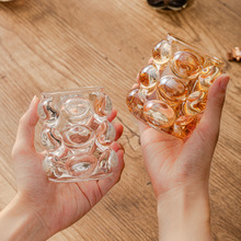 ins韩风创意圆球玻璃笔筒收纳化妆刷桶桌面摆件烛台蜡烛杯