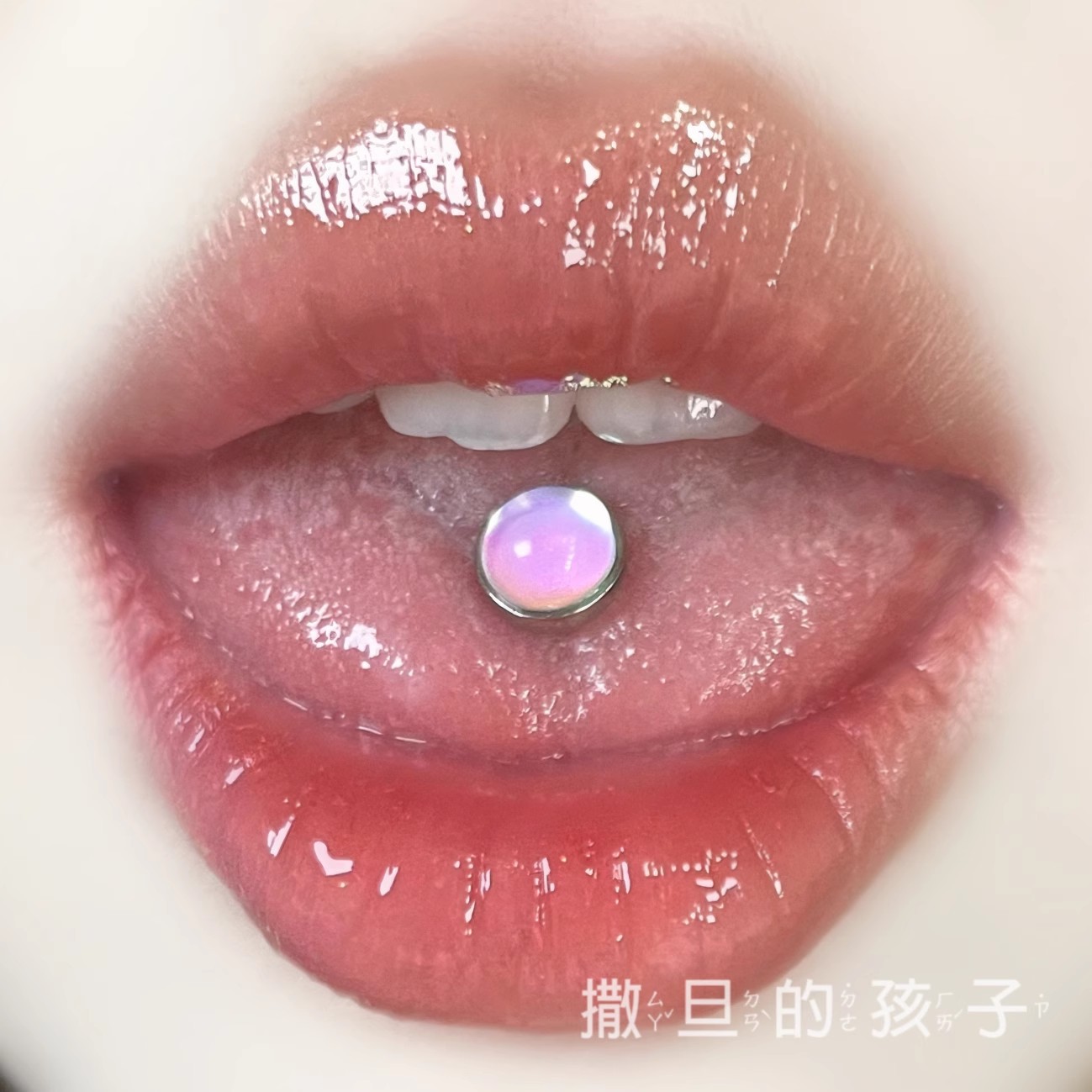 Labret stud lip piercing jewelry styling detail